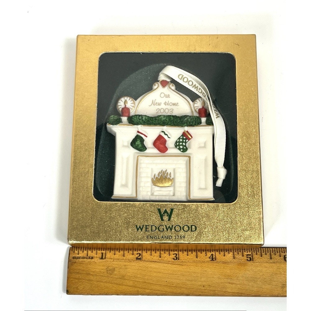 WEDGWOOD Porcelain 2003 Our New Home Christmas Ornament Fireplace NIB - Picture 10 of 11